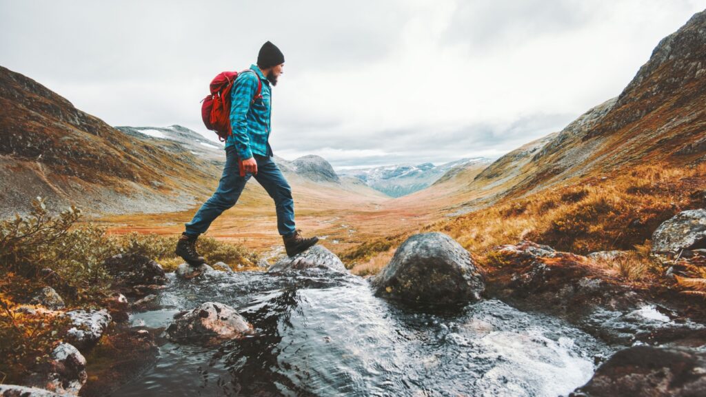 A man walking through nature