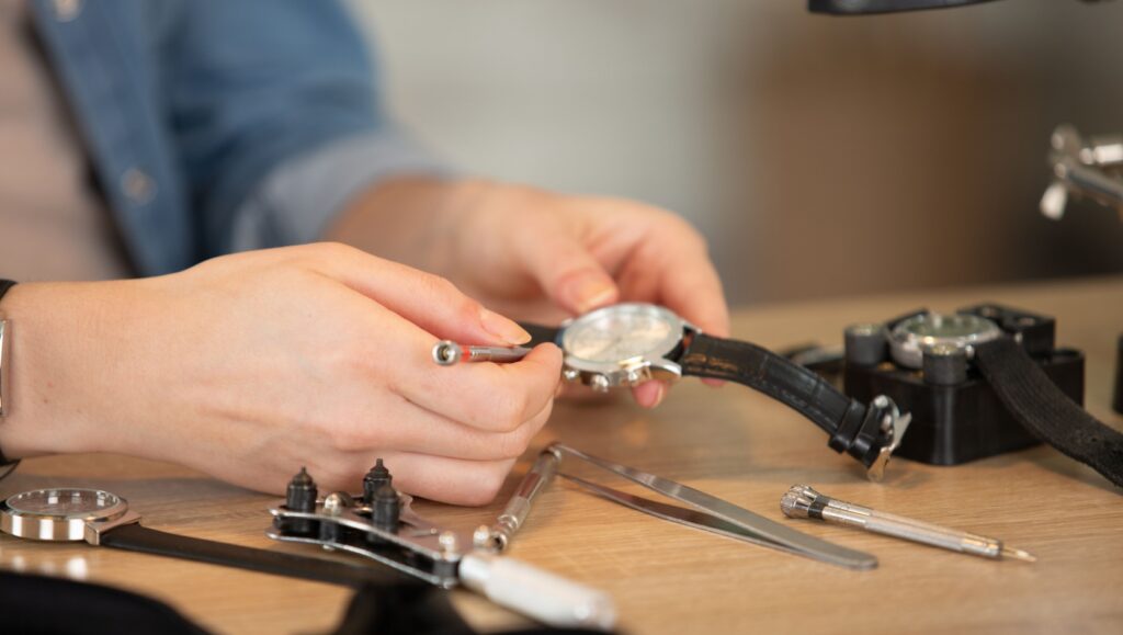 A man repairing a watch.