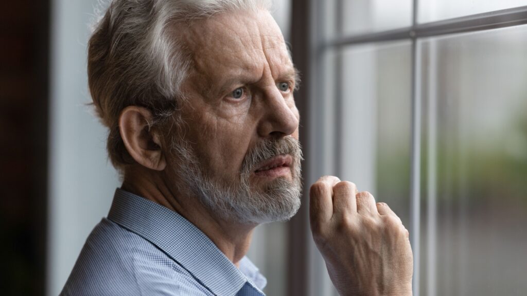A man looking anxious.